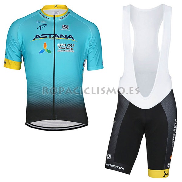 2017 Maillot Astana tirantes mangas cortas azul